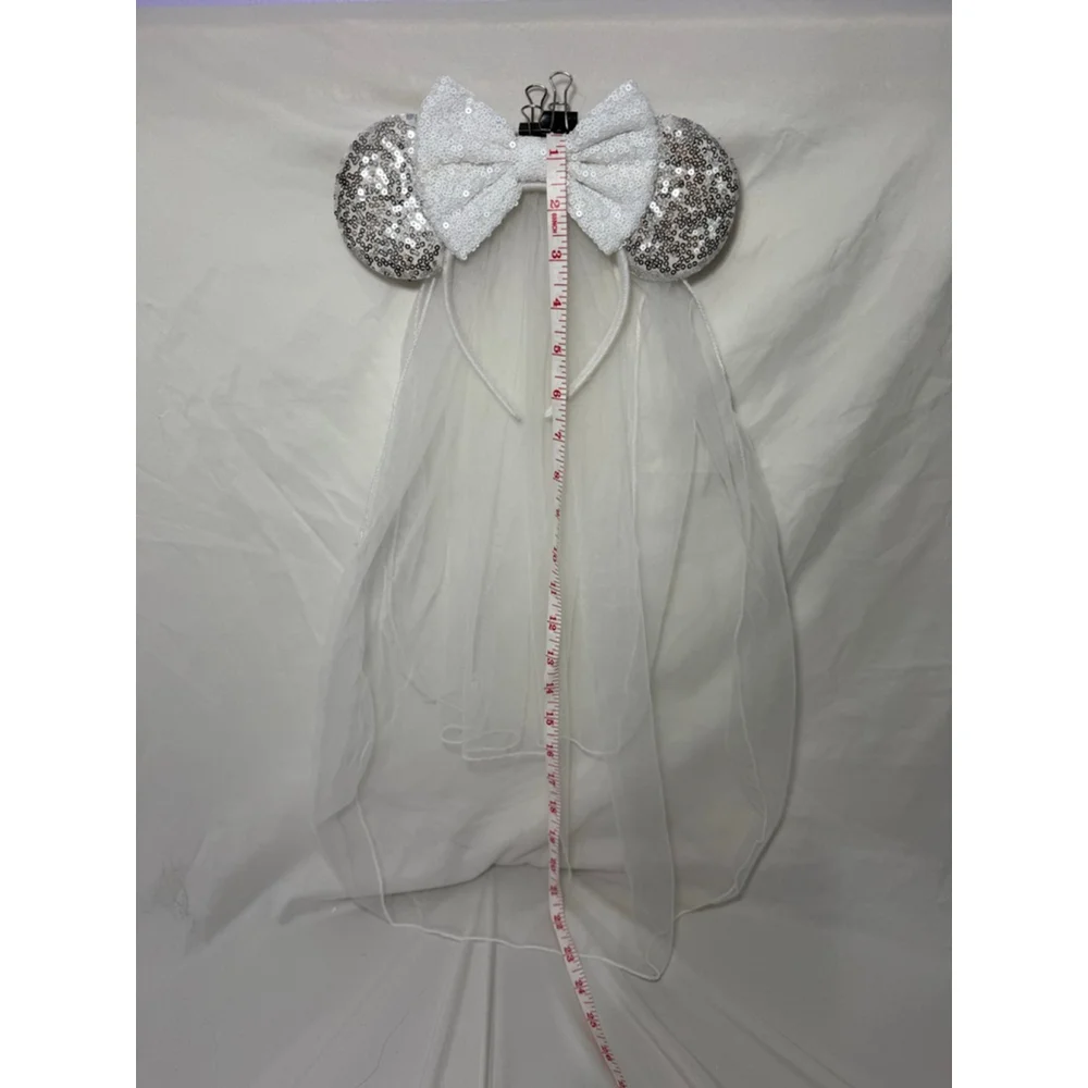 Women’s Bridal Minnie Ears - Unbranded - White/Silver with Veil